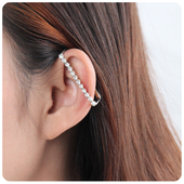 Circles Shaped With CZ Stone Silver Long Ear Cuff LEC-02